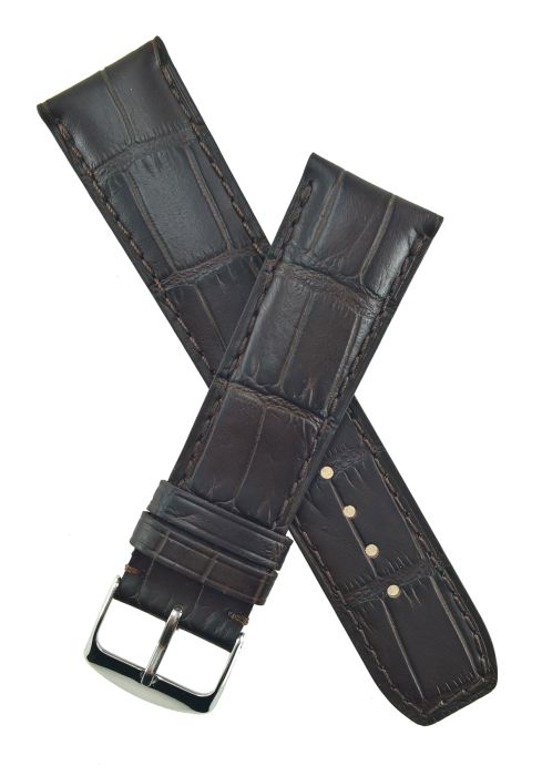 Dark brown leather crocodile style strap to fit Baume Mercier