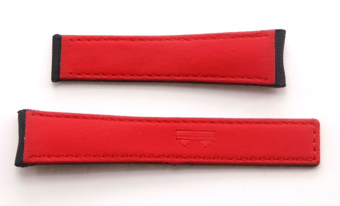 21.5 mm Black fabric strap with red stitching and lining to fit