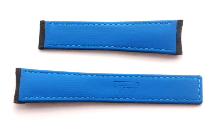 21.5 mm Black fabric strap with blue stitching and lining to fit