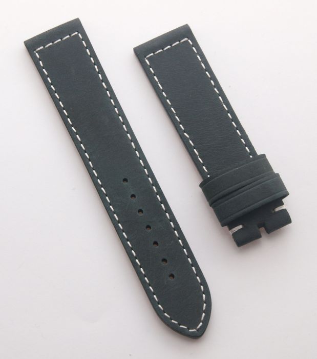 21 mm Grey black brushed genuine leather pin buckle strap with