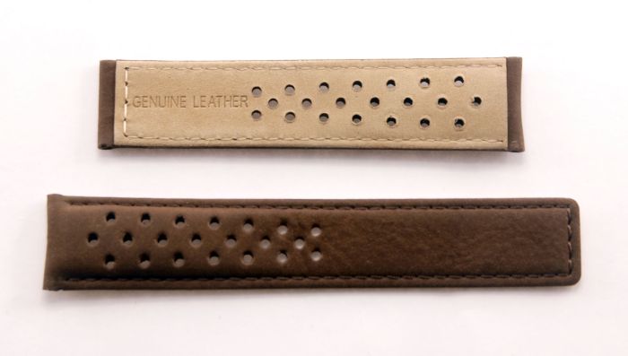 19 18 mm brown brushed leather sports perforated deployment type