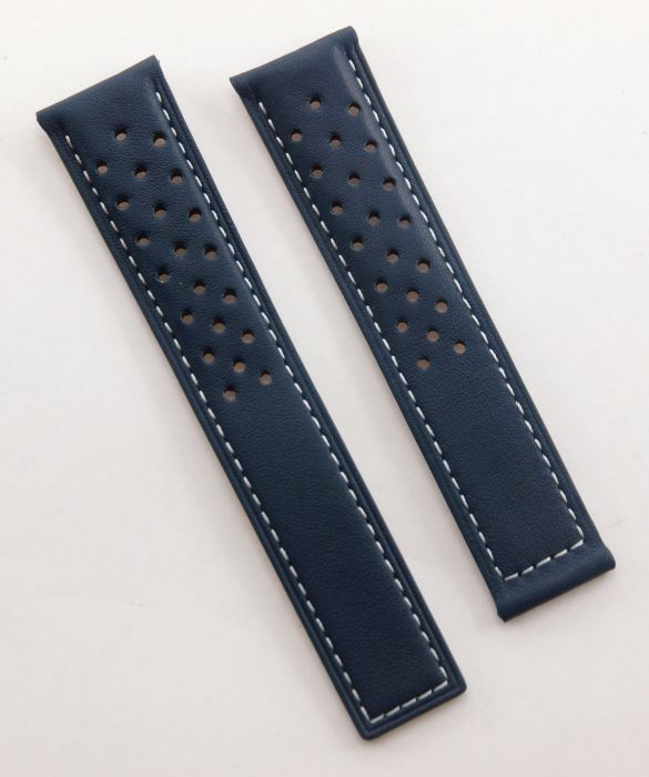 20 18 mm dark navy blue sports perforated genuine leather