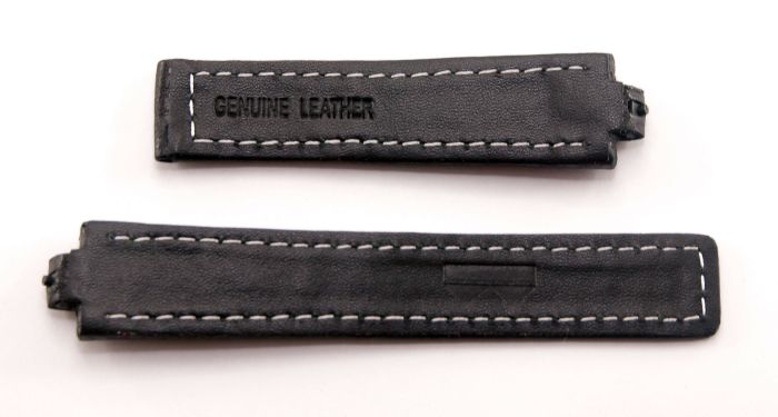 Black Buffalo Grain leather deployment type strap to fit TAG Heuer