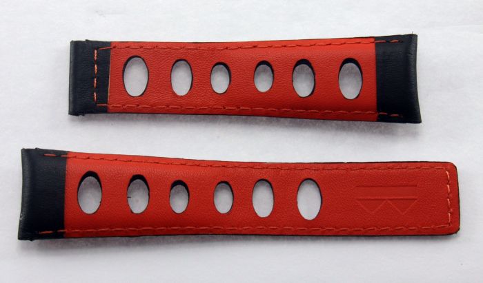 22 18 mm black rally style genuine leather deployment type strap