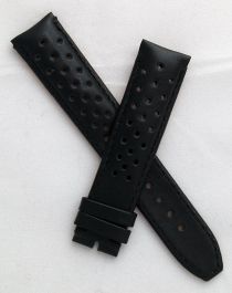 20 mm Black Sports perforated pin buckle leather strap to fit TAG